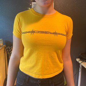 Crop Yellow OBEY shirt.
